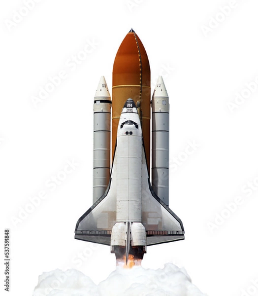 Fototapeta Shuttle spaceship launch isolated. Elements of this image furnished by NASA