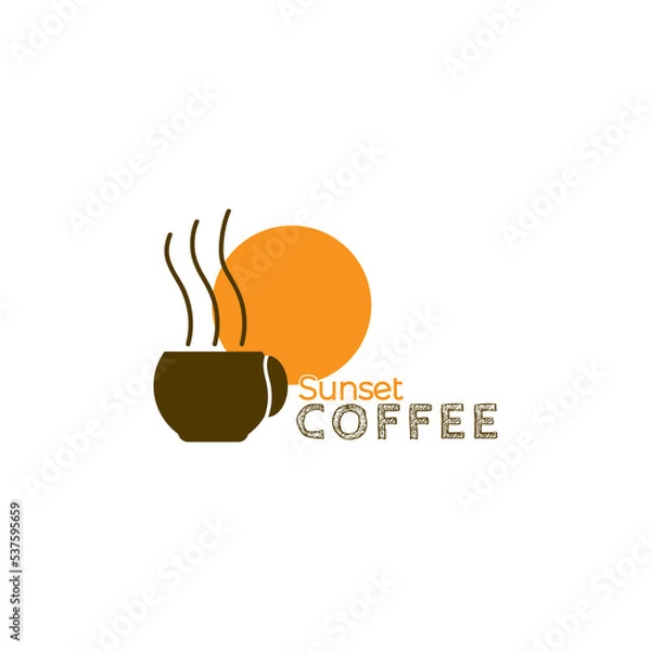 Obraz Coffee beans with sun shine art logo design vector