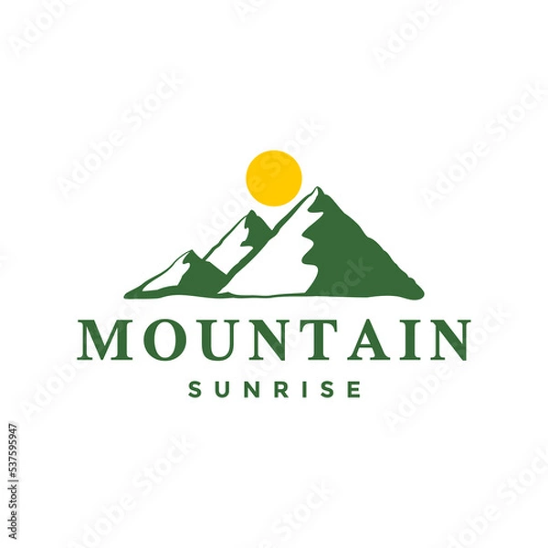Obraz Muntain Sunrise Logo Design Vector