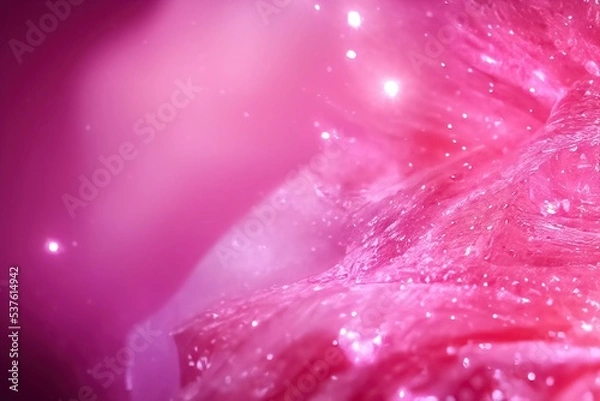 Obraz pink abstract fashion background with water drops or clear diamonds. cosmetics product presentation. 3d rendering illustration.