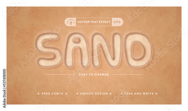 Fototapeta Sand Beach - Editable Text Effect, Font Style