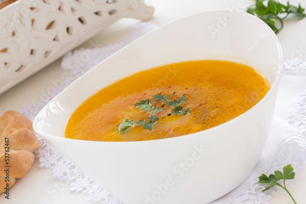 Obraz Chicken soup with meatballs.