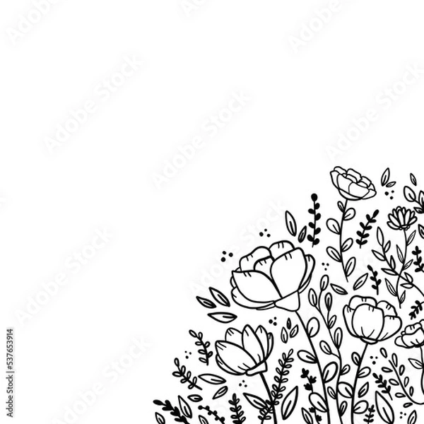 Obraz black and white floral background