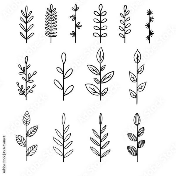 Obraz set of silhouettes of plants