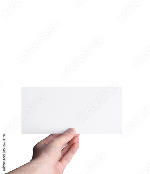 Obraz hand holding blank voucher card on transparent background

