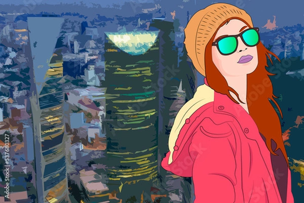 Obraz una noche en la cima de los edificios