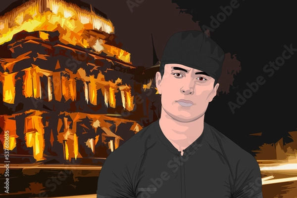 Obraz una noche cerca de un museo