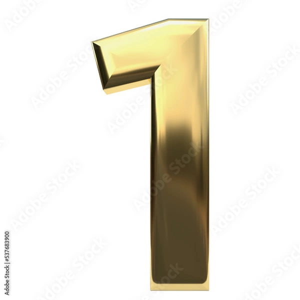 Obraz Gold Number illustration 3D metal 1 one