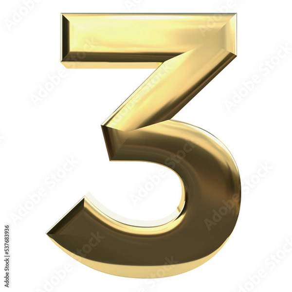 Obraz Gold Number illustration 3D metal 3 three