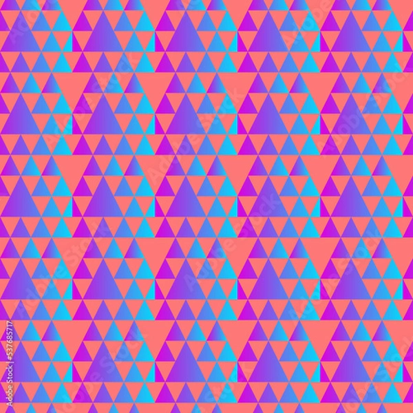 Fototapeta Vector seamless pattern for coral pink neon triangles.