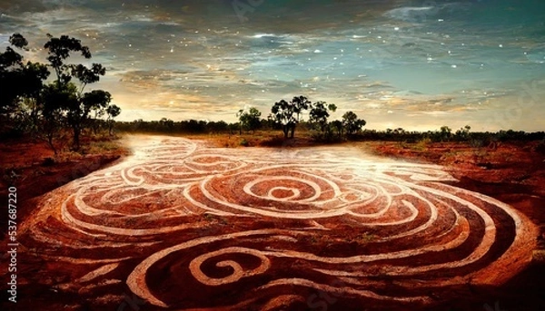 Fototapeta Songlines are the Australian Aboriginal walking routes that crossed the country, linking important sites and locations