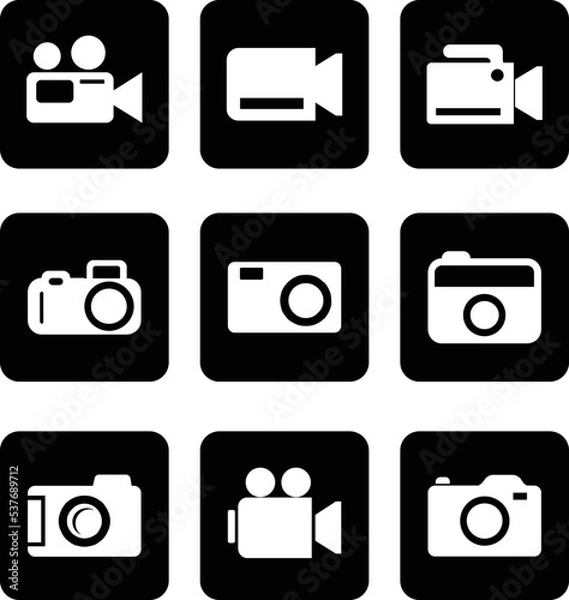 Obraz photo icon set black and white