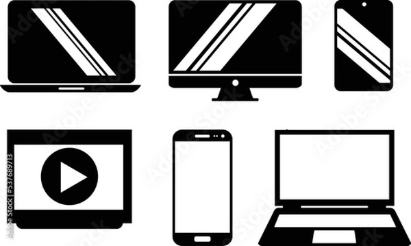 Obraz electronic icon set black and white