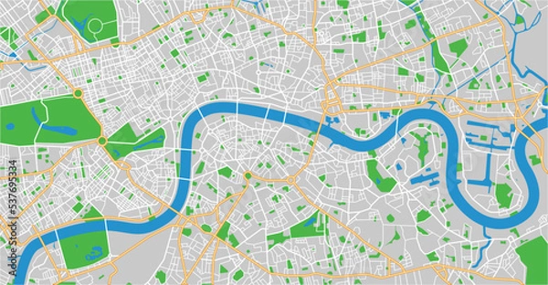 Fototapeta Layered editable vector illustration outline of London city map.