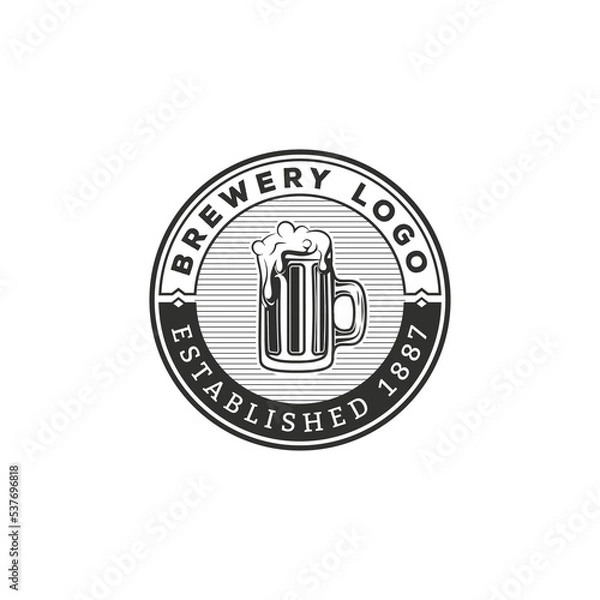 Fototapeta Beer Mug logo on cap - vector illustration, emblem brewery design, vintage craft beer labels, and emblems. Vector beer badges