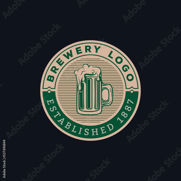 Fototapeta Beer Mug logo on cap - vector illustration, emblem brewery design, vintage craft beer labels, and emblems. Vector beer badges