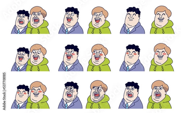 Obraz 変な顔の二人　表情顔パターンセット