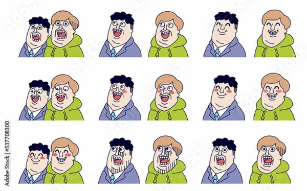 Obraz 変な顔の二人　表情顔パターンセット