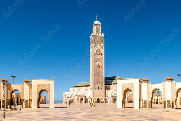 Fototapeta View at the Complex of Hasan II. mosque in Casablnca, Morocco
