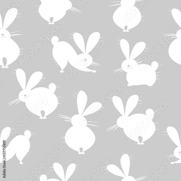 Fototapeta Symbol of chinese new year 2023 rabbit zodiac sign. Funny Bunnies seamless pattern, art background. Vector illustration
