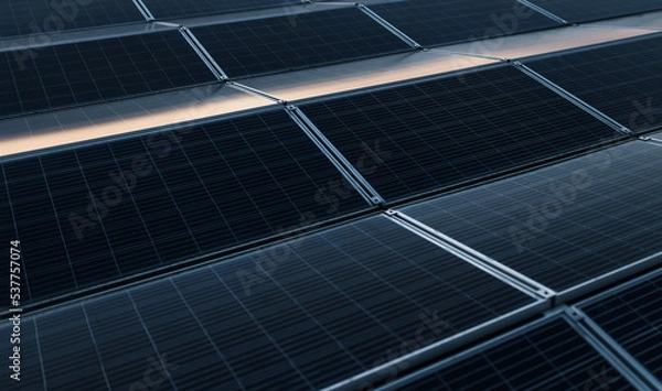 Fototapeta Detail of a photovoltaic system, for sustainable energy and against climate change