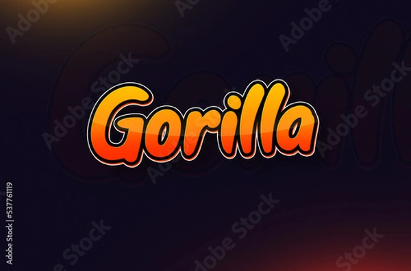 Fototapeta Text design of Animal name Gorilla