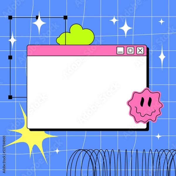 Obraz PC window in y2k style. Acid Retro interface of an old computer Copyspace template. Writing paper