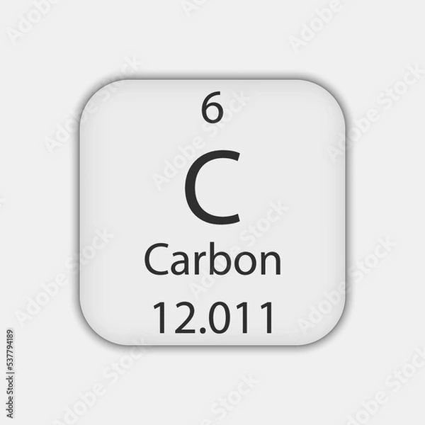 Fototapeta Carbon symbol. Chemical element of the periodic table. Vector illustration.