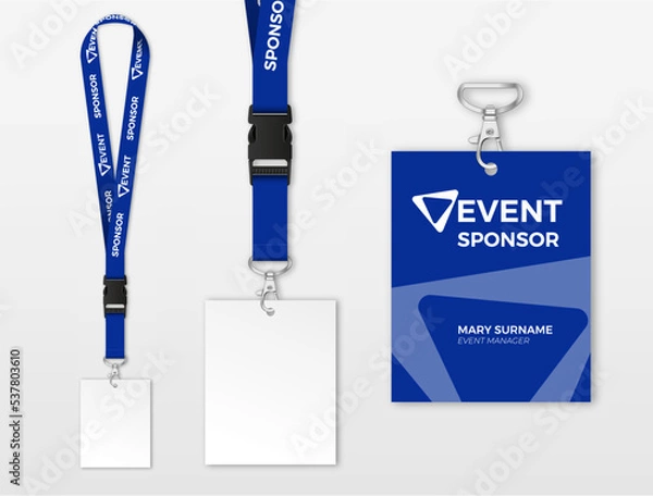 Obraz Wide ribbon lanyard template with identification card