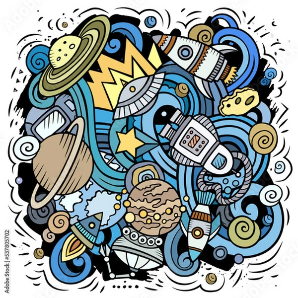 Fototapeta Space cartoon vector illustration