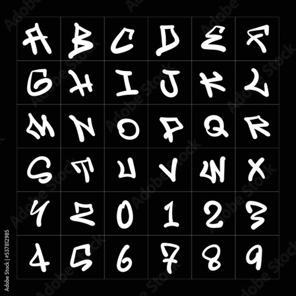 Fototapeta Hand drawing graffiti alphabet with street style
