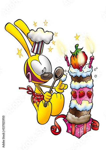 Fototapeta Lapin cartoon gateau