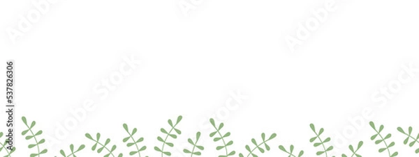 Fototapeta Botanical frame with a white background and a border of light green tropical twigs for placing text, inscriptions, congratulations, etc.