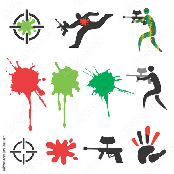 Obraz Paintball_icons_design_elements