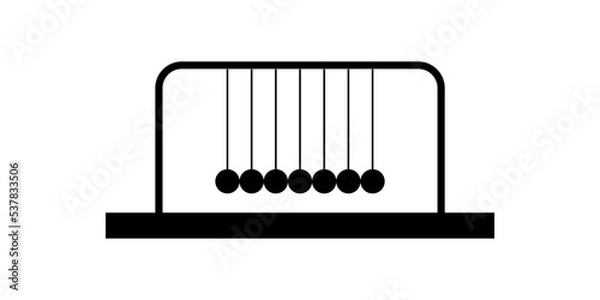 Obraz Newton's cradle. 3D metal balls pendulum. Vector illustration isolated on white background.