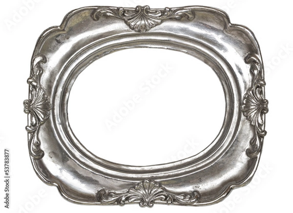 Obraz Oval silver picture frame with a decorative pattern
