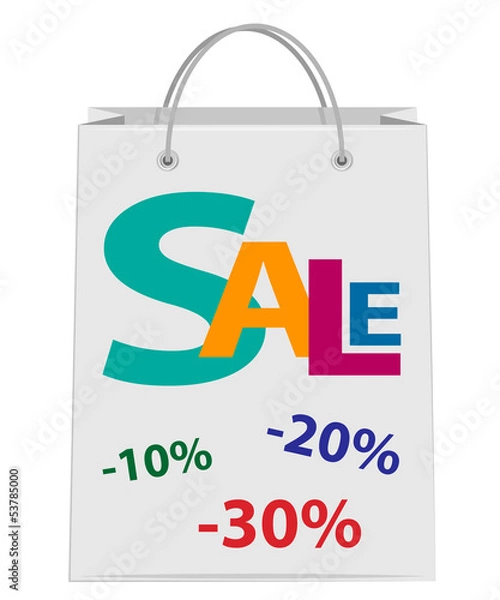 Fototapeta White shopping paper bag. Sale.