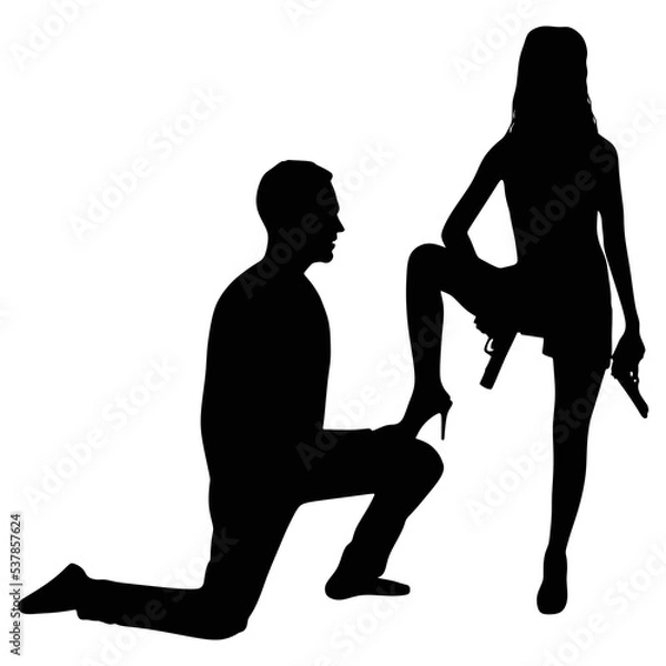 Obraz young couple with handguns