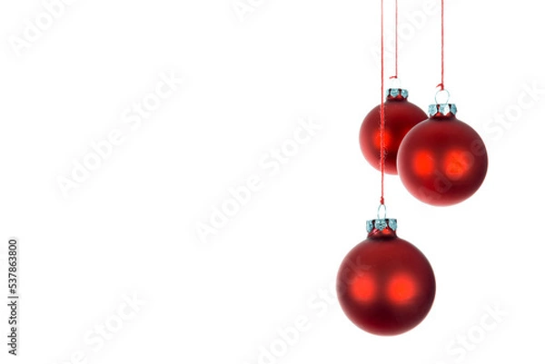 Fototapeta Three hanging Christmas balls isolated on transparent background