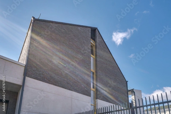 Fototapeta modern gray walls office building with scandinavian style columns