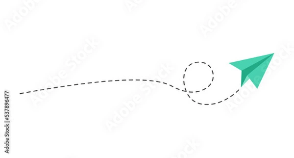 Obraz Dashed line paper airplane route
