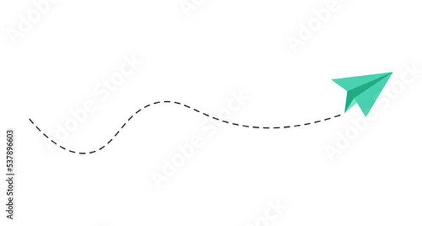 Fototapeta Dashed line paper airplane route