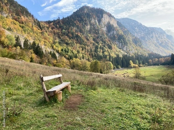 Fototapeta bench in the mountains