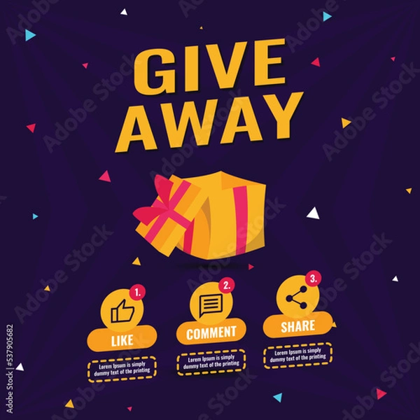 Fototapeta Giveaway quiz contest for social media post template giveaway prize win competition