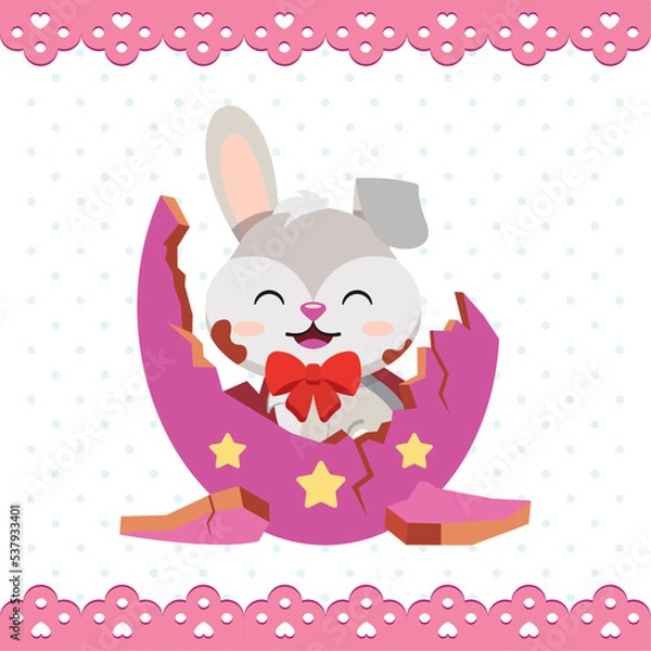 Fototapeta Colored happy easter poster pastry colored Vector
