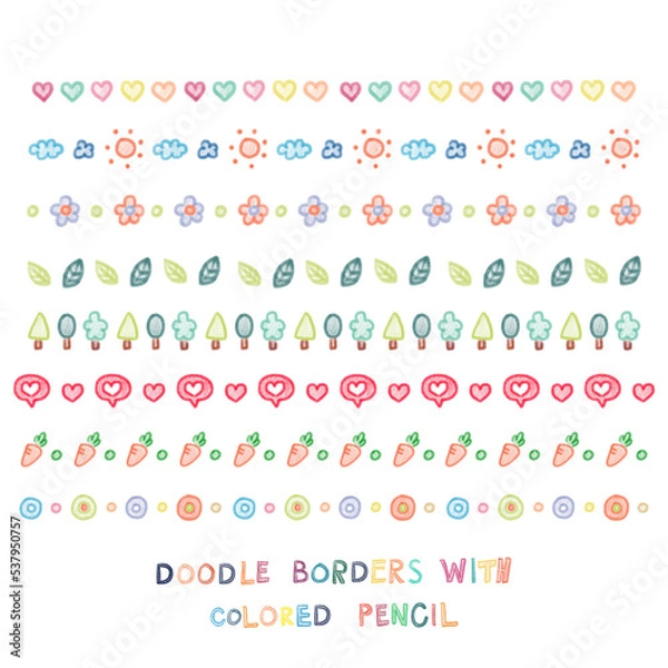 Fototapeta 색연필 드로잉 구분선 라인 일러스트 이미지 세트