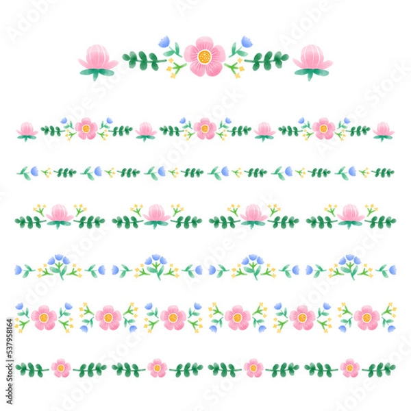 Fototapeta 수채화 꽃 리스 테두리 라인 일러스트 이미지