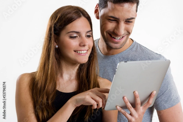 Obraz Para z tabletem