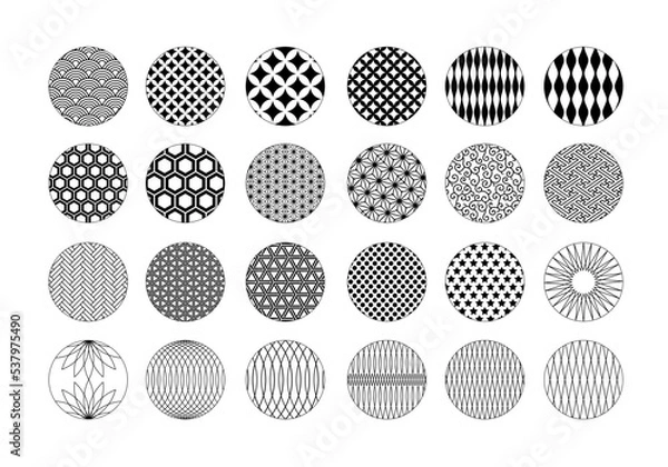 Fototapeta Oriental traditional geometric pattern illustration set ( from Japan and China )