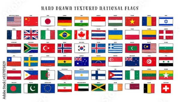 Obraz Hand drawn textured flags